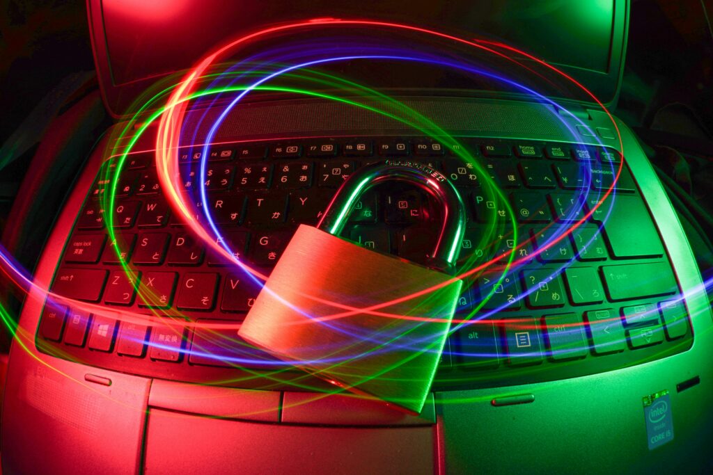 A laptop with padlock